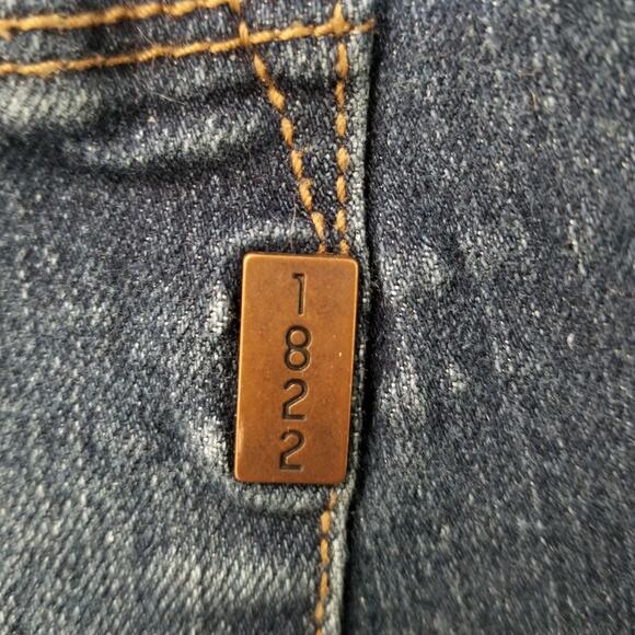 1822 Dark DENIM Jeans Women’s Size 12 Raw Hem Stretch 5 Pockets Skinny Ankle - Picture 6 of 10